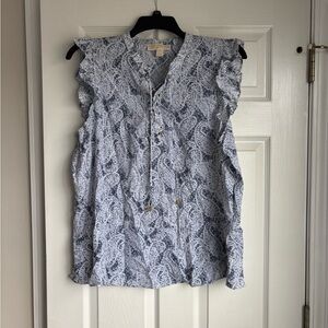 MICHAEL Michael Kors Blue and White Paisley Blouse